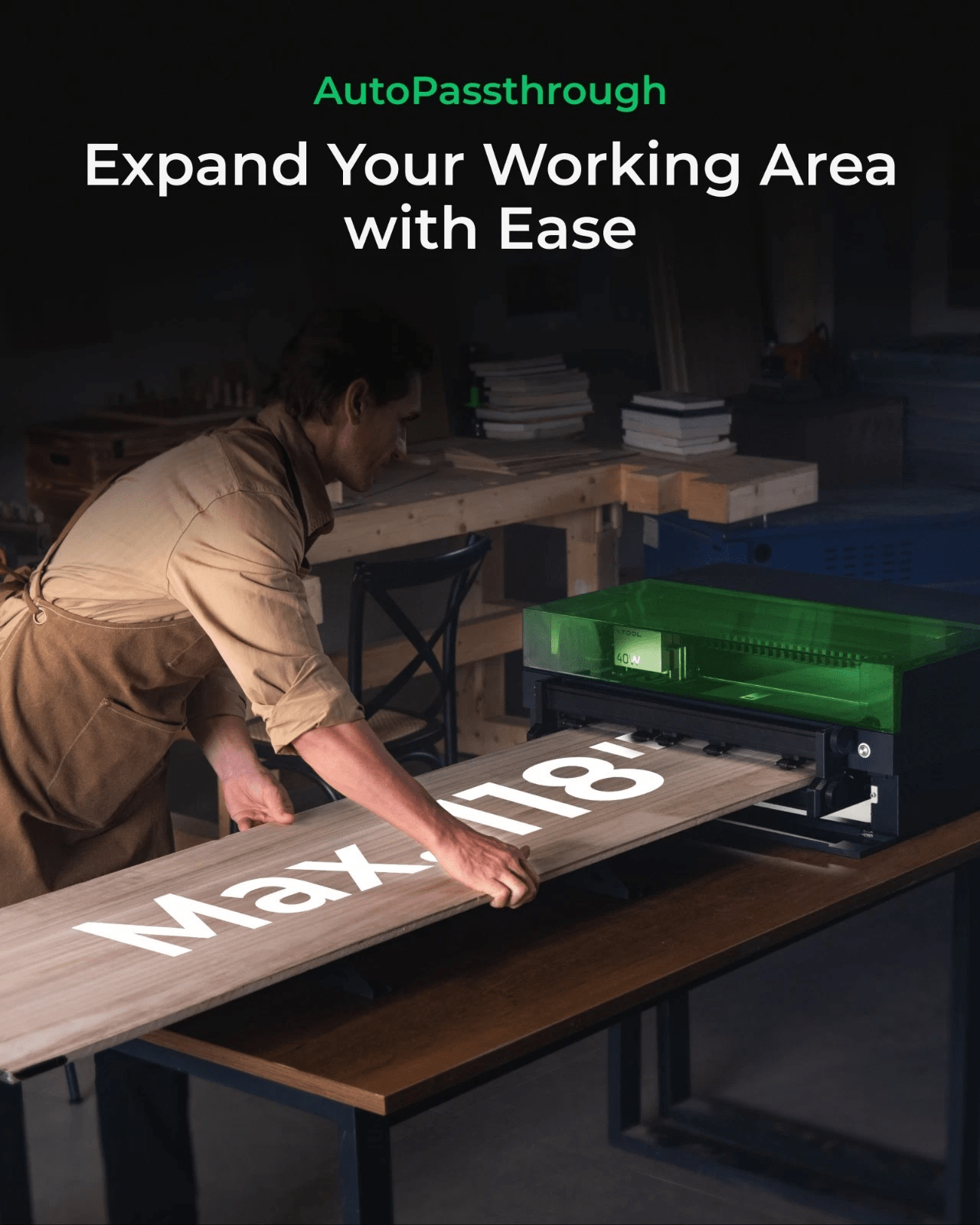 xTool S1 40W Laser Engraver Enclosed Diode Laser Engraving Cutter, Dark Green - Certified Refurbished