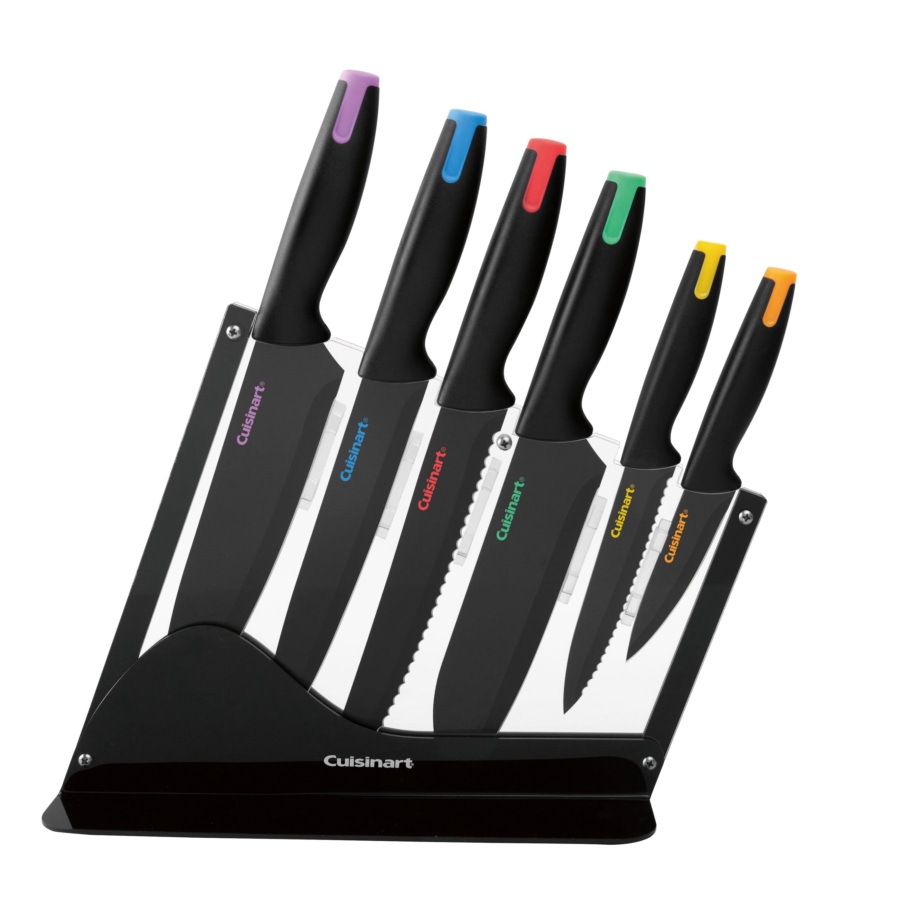 Cuisinart 7pc Ceramic Coated Cutlery Set in Acrylic Block, Multicolor
