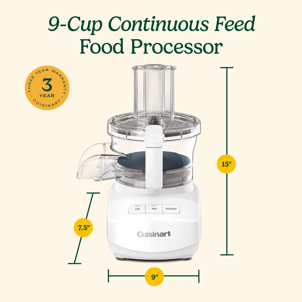 Cuisinart 9-Cup Continuous Feed Food Processor, White