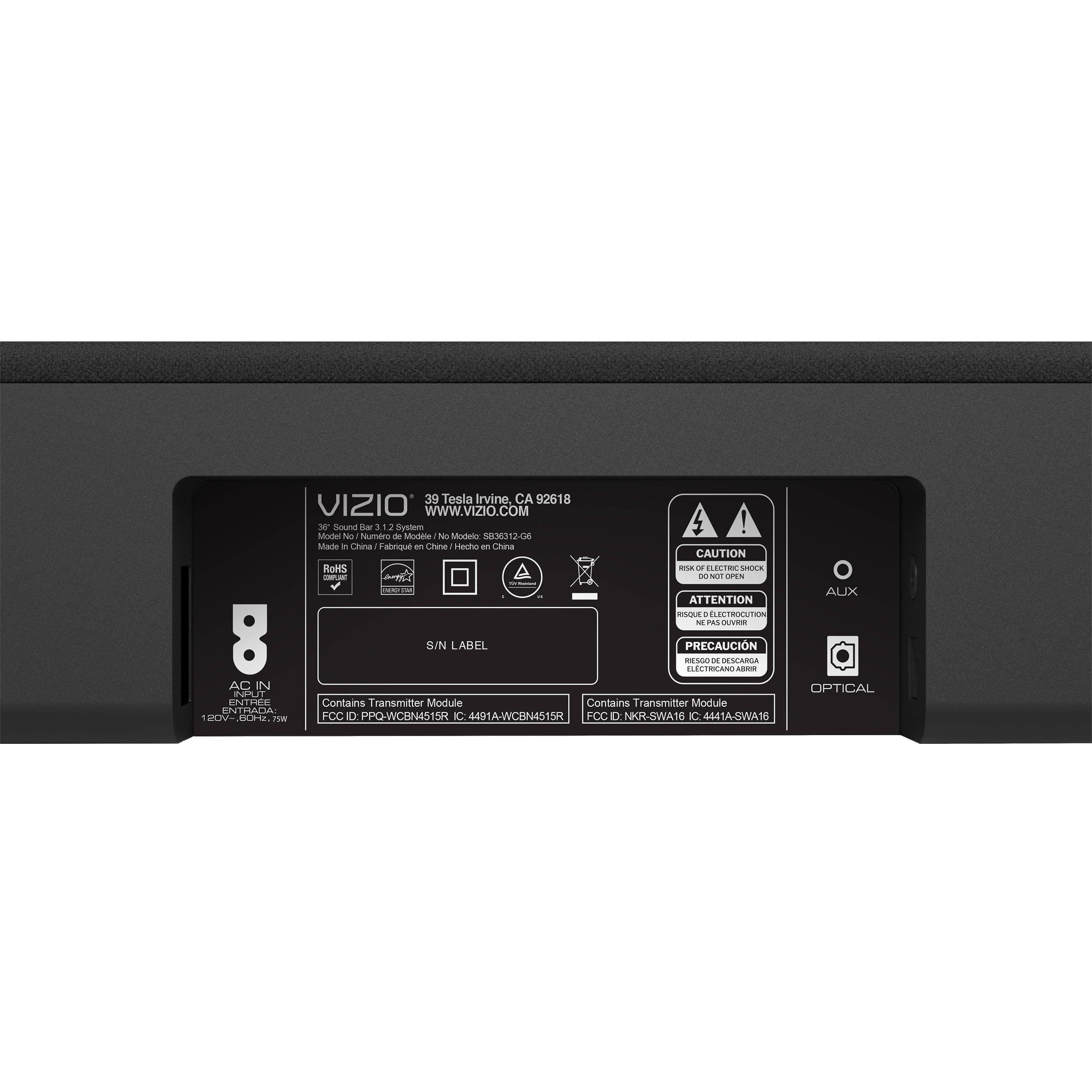 Vizio G6 3.1.2 Ch. 36" Dolby Atmos Soundbar + Subwoofer System