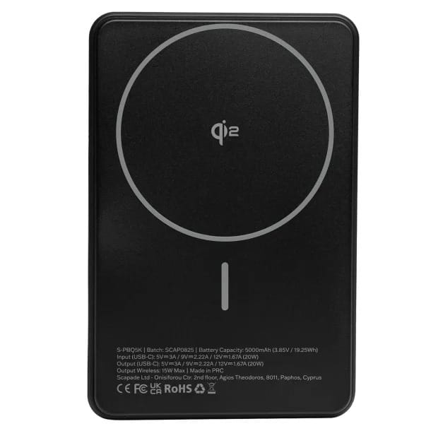 Scapade 5000-mAh MagPower Magnetic Qi v2.0 Portable Power Bank