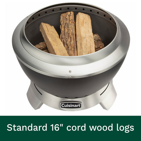 Cuisinart 19.5” Cleanburn Smokeless Fire Pit, Black Stainless