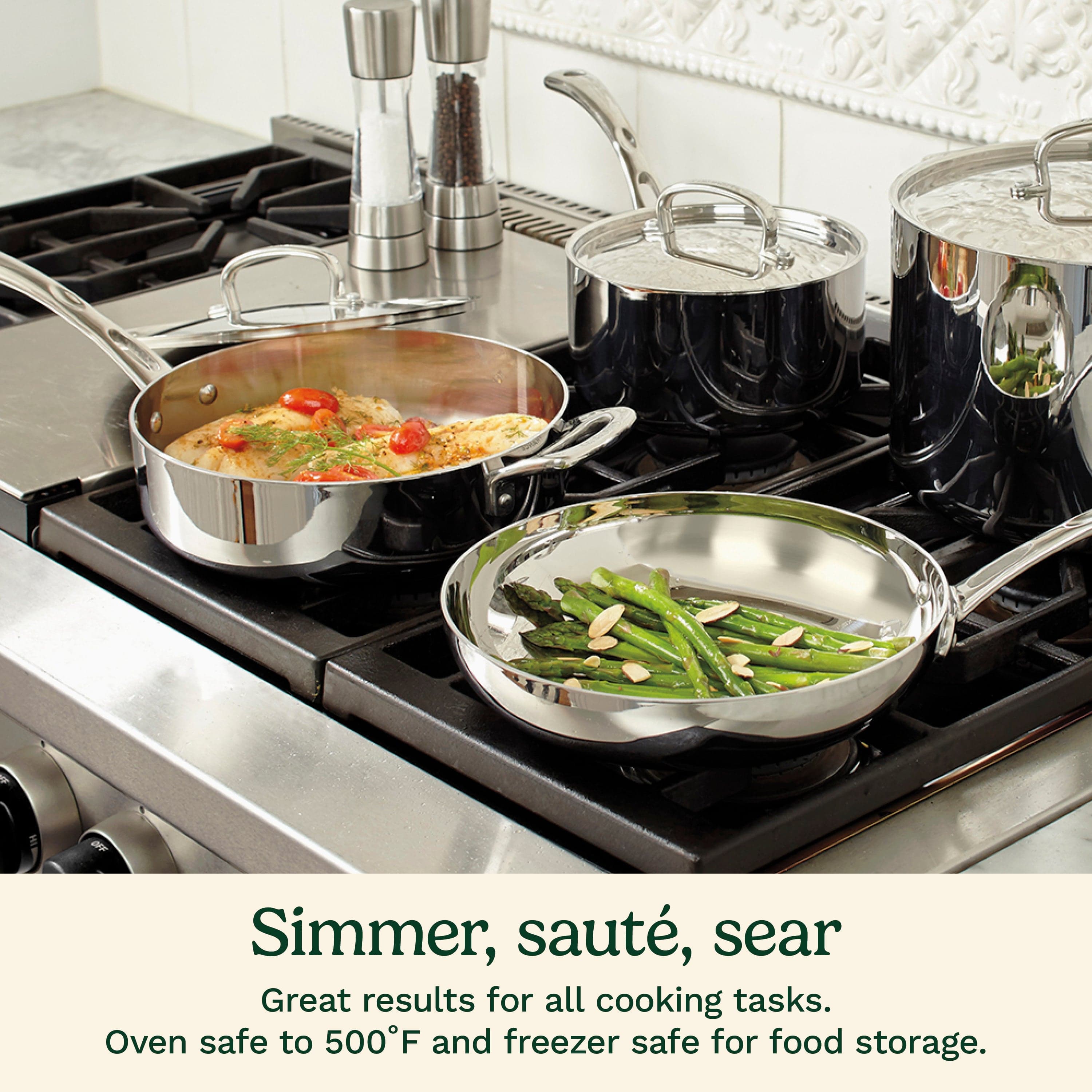 Cuisinart French Classic Tri-Ply Stainless Cookware 10 Piece Set, Silver
