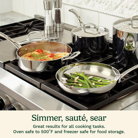 Cuisinart French Classic Tri-Ply Stainless Cookware 10 Piece Set, Silver