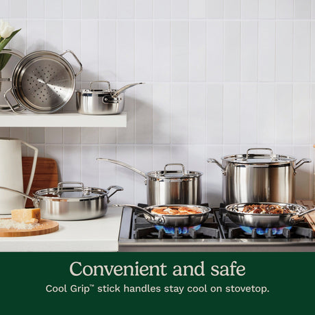 Cuisinart MultiClad Pro Triple Ply Stainless Cookware 12 Piece Set, Silver