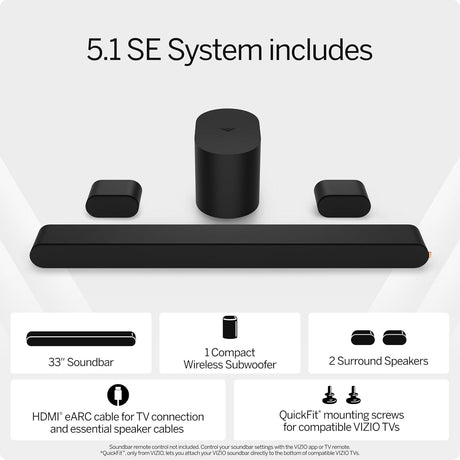 Vizio 5.1 Channel Dolby Atmos 33" Soundbar System - Certified Refurbished