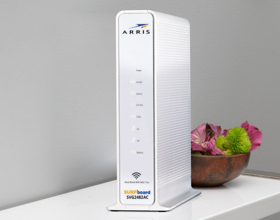Arris Router Triangular Arris Surfboard SVG2482AC DOCSIS 3.0 Cable Modem & AC2350 Wi-Fi Router