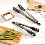 Cuisinart 9"  Squared Head Silicone Tongs, Black
