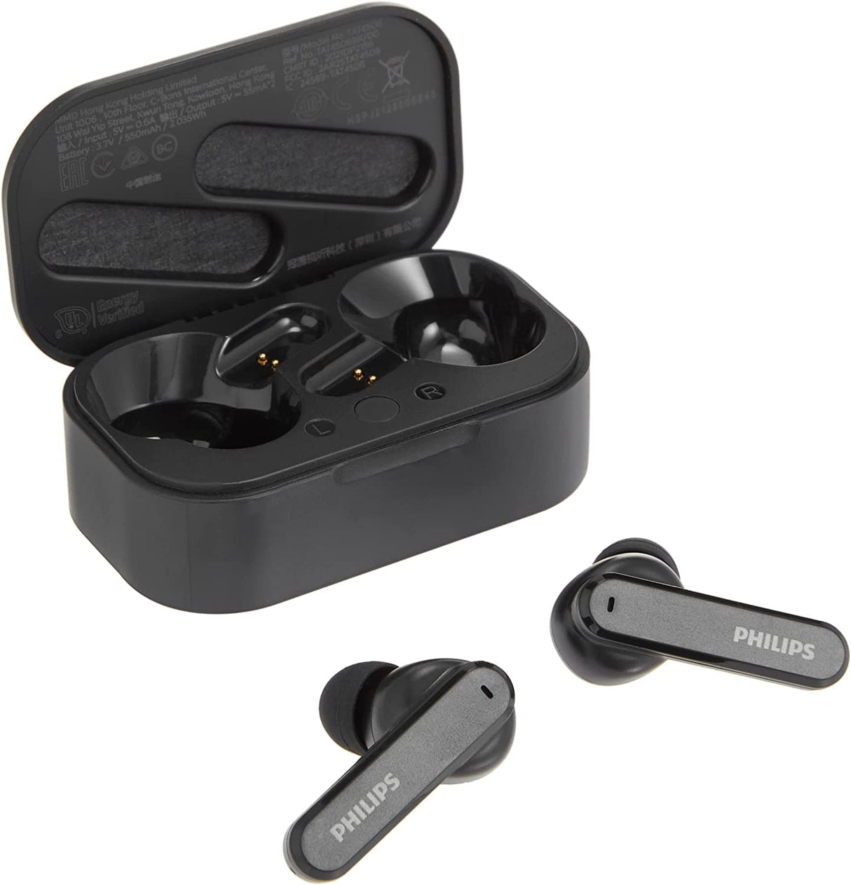 Philips True Wireless Headphones with Charging Case, Black