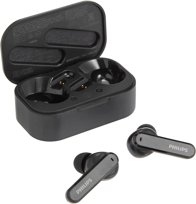 Philips True Wireless Headphones with Charging Case, Black