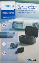 Philips True Wireless Headphones with Charging Case, Black