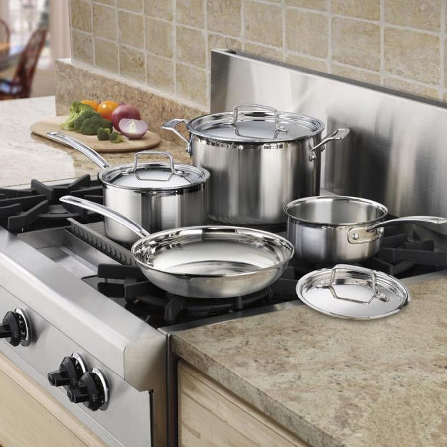 Cuisinart MultiClad Pro Triple Ply Stainless Cookware 7 Piece Set, Silver