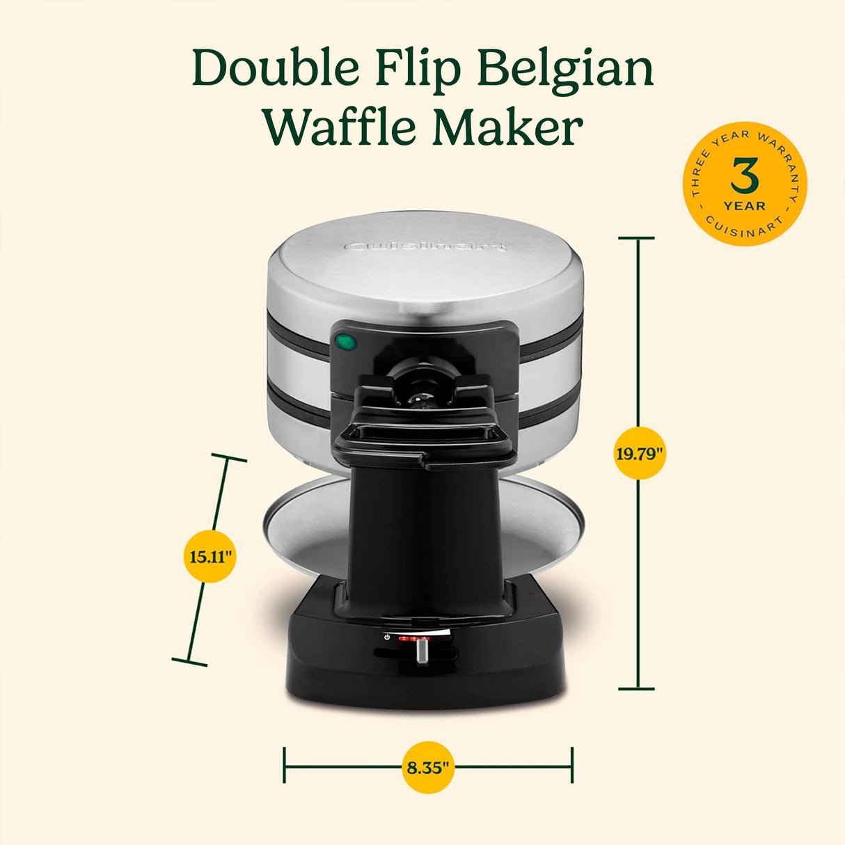 Cuisinart Double Flip Belgian Waffle Maker, Black
