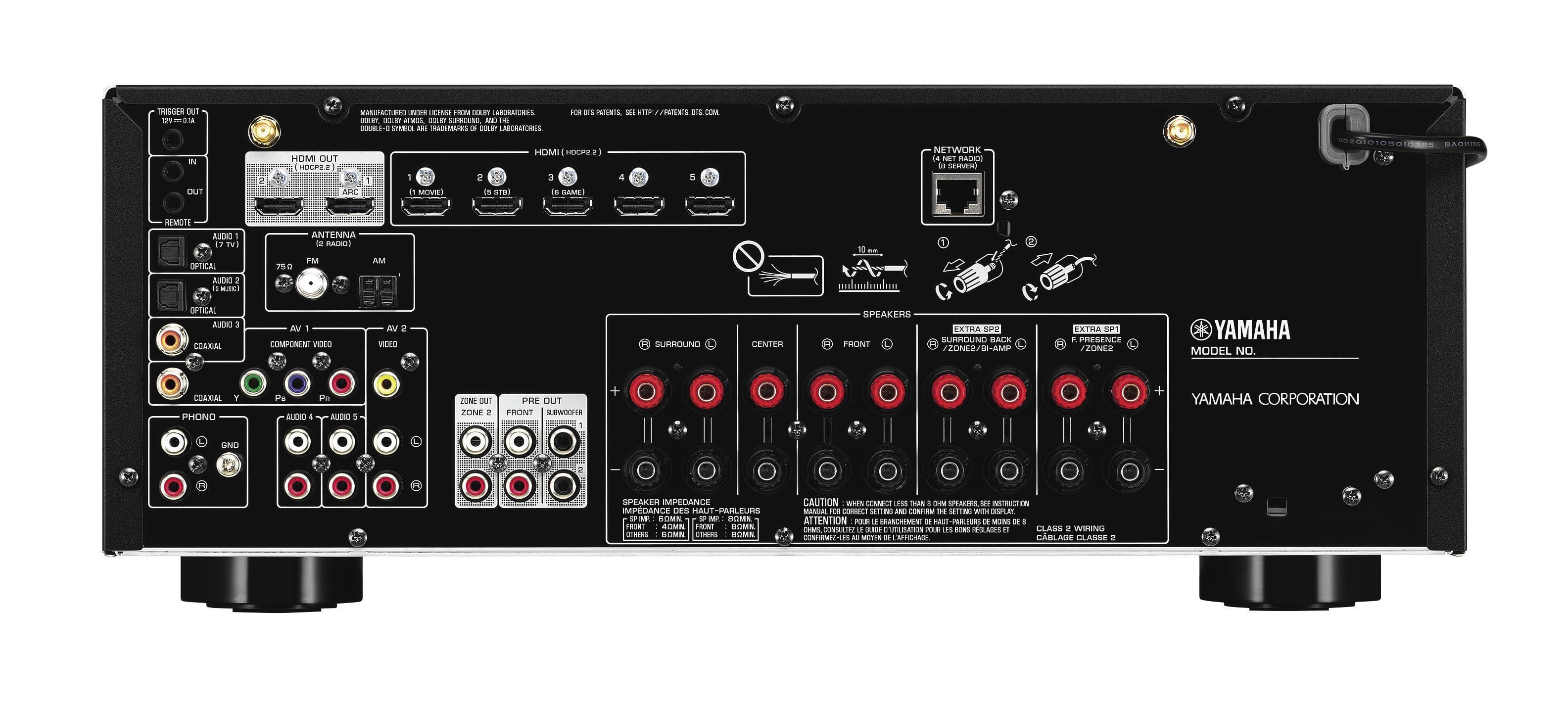 Yamaha 7.2 ch 4K Atmos DTS Receiver - Certified Refurbished