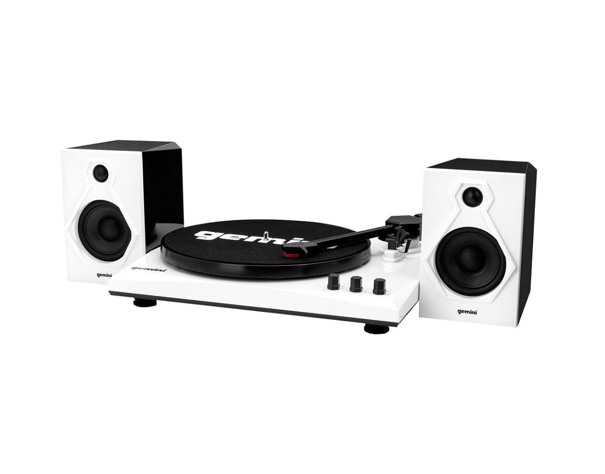 Gemini Record Player Turntable Bluetooth Audio System with Dual Stereo Speakers, Black & White - Certified Refurbished