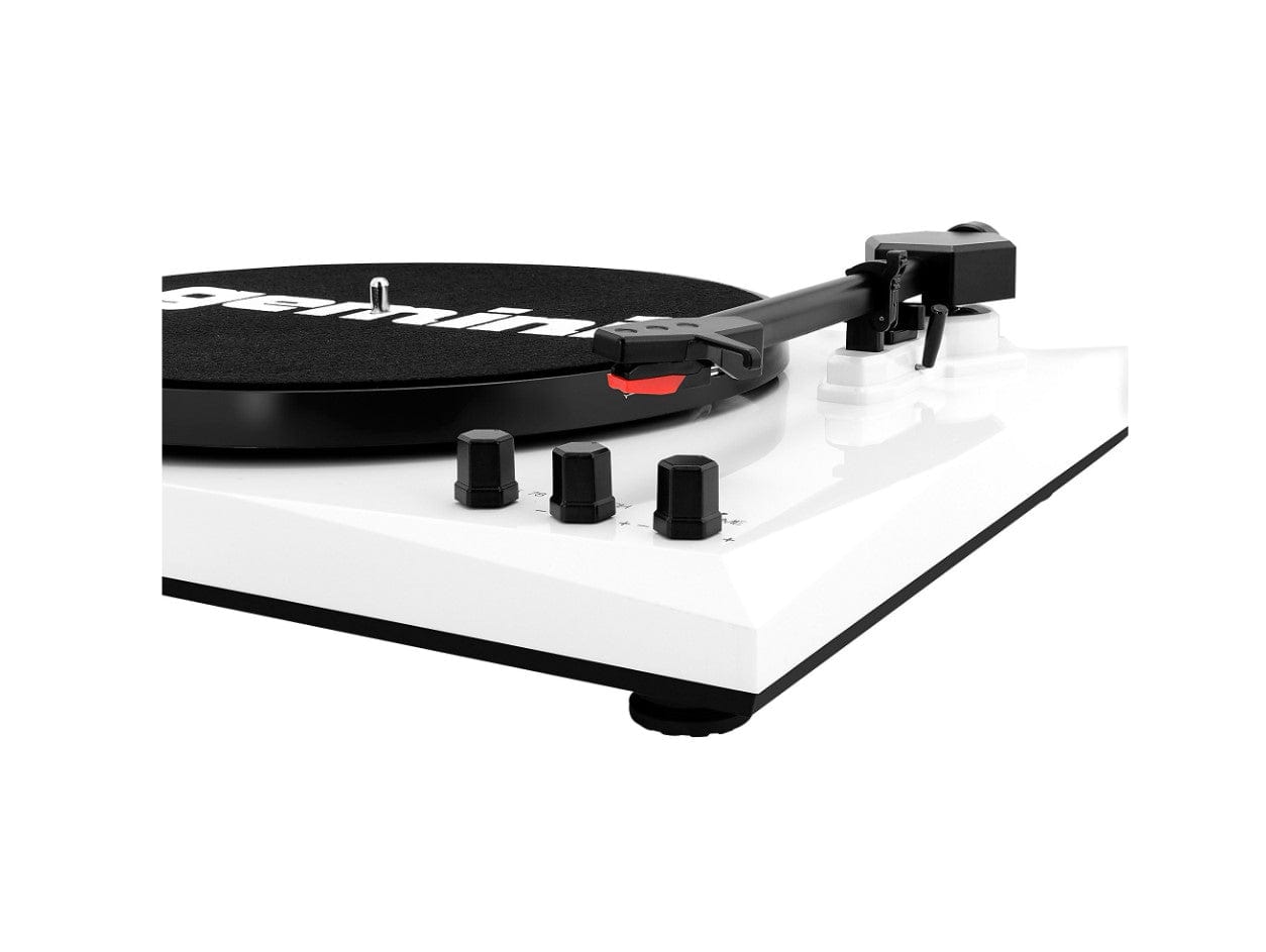 Gemini Record Player Turntable Bluetooth Audio System with Dual Stereo Speakers, Black & White - Certified Refurbished