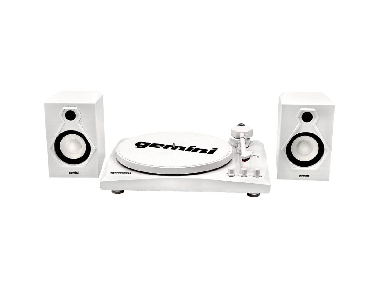 Gemini Record Player Turntable Bluetooth Audio System with Dual Stereo Speakers, White - Certified Refurbished