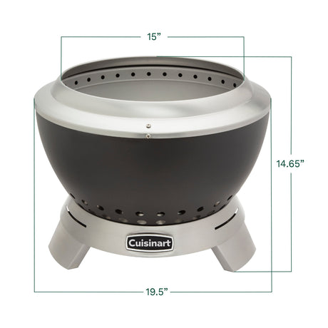 Cuisinart 19.5” Cleanburn Smokeless Fire Pit, Black Stainless