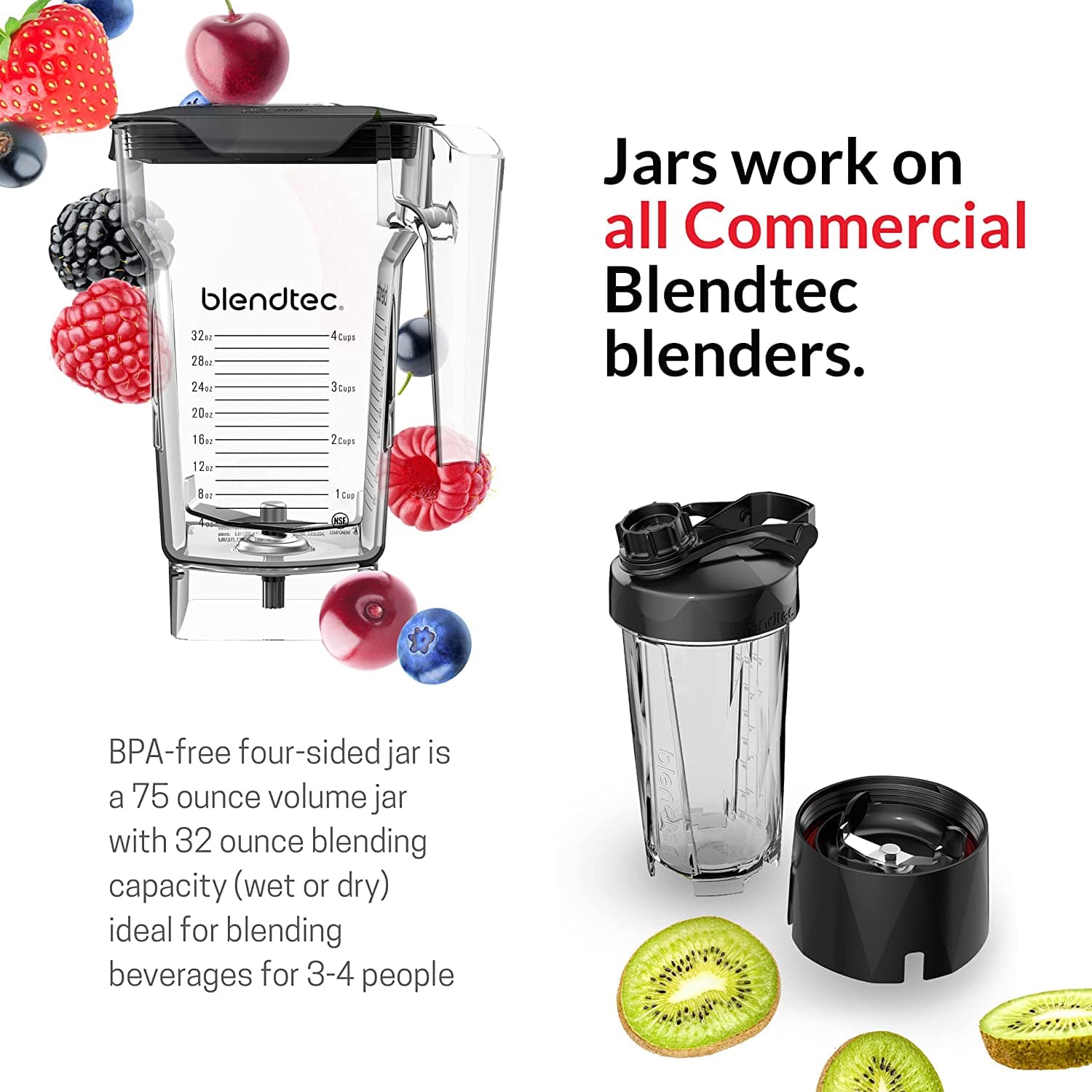 Blendtec Classic 575 FourSide Jar 75oz 10-speeds Blender Black