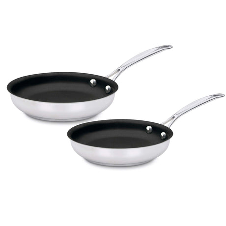Cuisinart Chef's Classic™ Stainless Set of 2 Non-Stick Skillets (9" Skillet & 11" Skillet), Silver