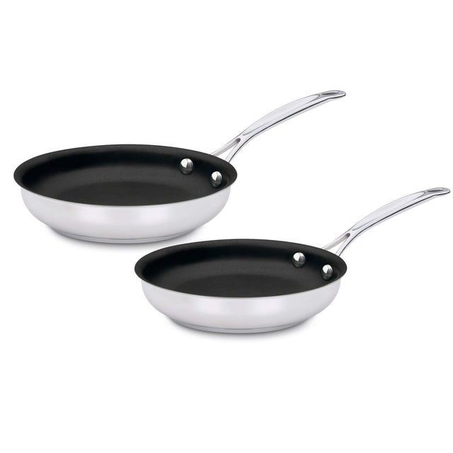 Cuisinart Chef's Classic™ Stainless Set of 2 Non-Stick Skillets (9" Skillet & 11" Skillet), Silver