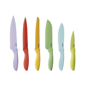 Cuisinart 12 Piece Ceramic Coated Color Knife Set with Blade Guards, Multicolor