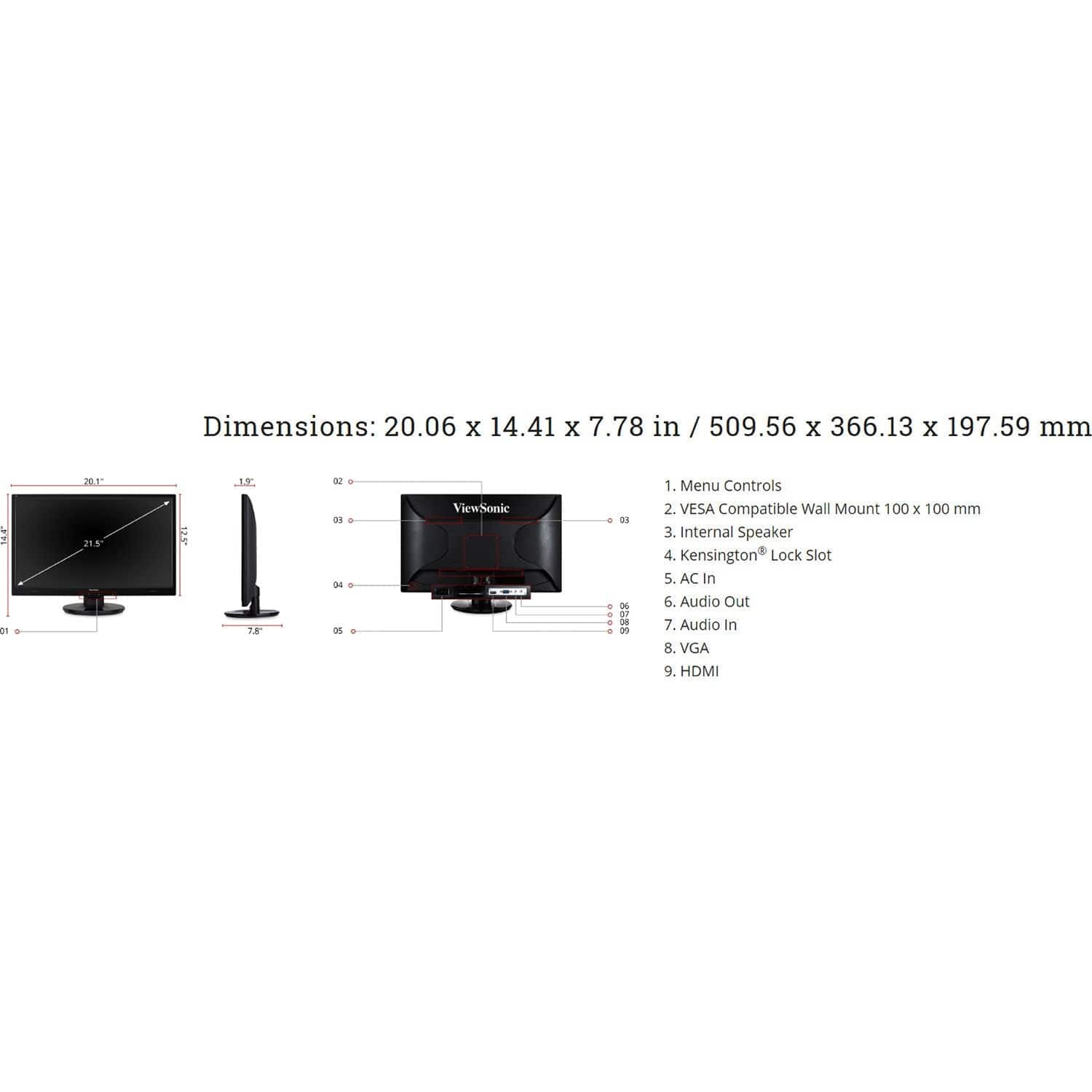 ViewSonic 22" Full HD 1080p Widescreen Monitor - Refurbished