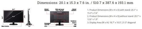 ViewSonic VA2265SMH-R 22" 1080p LED Monitor HDMI, VGA - C Grade Refurbished