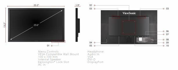 ViewSonic 24" Dual Pack Head Only Monitors Certified Refurbished