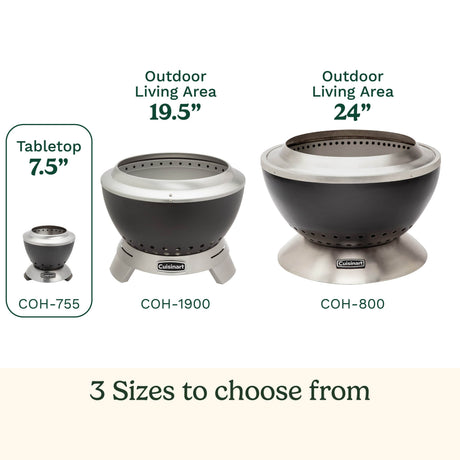 Cuisinart 7.5” Cleanburn Smokeless Table Top Fire Pit, Silver & Black