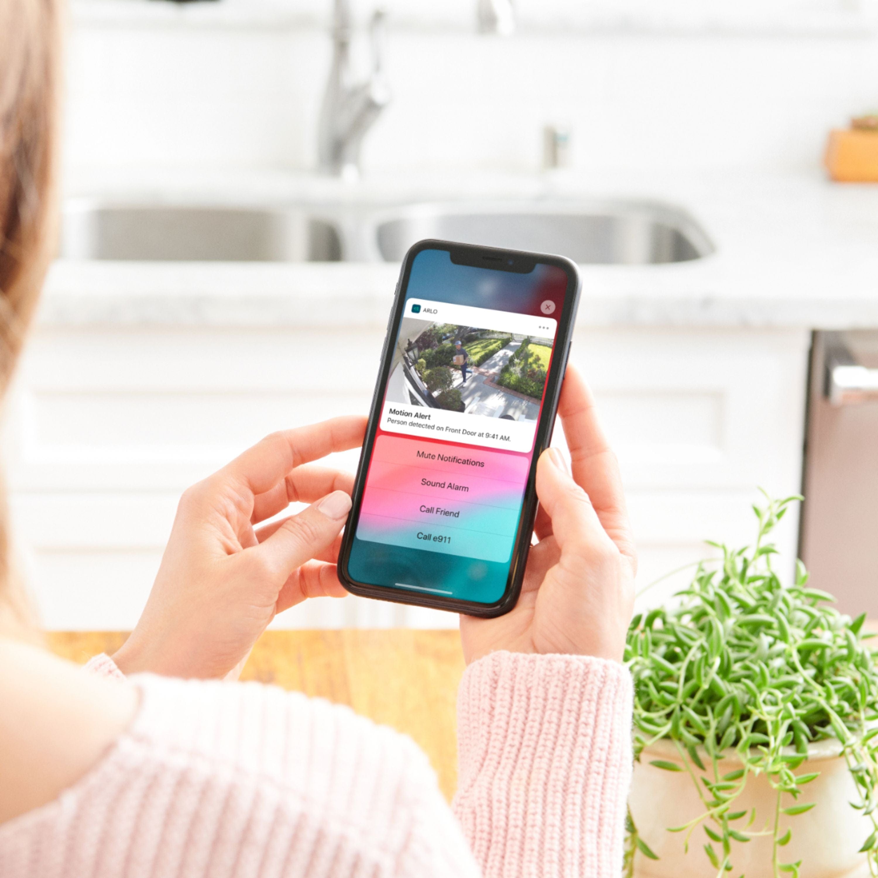 Arlo Essential Spotlight Camera (3-Pack) Wire-Free Color Night Vision Black - Certified Refurbished