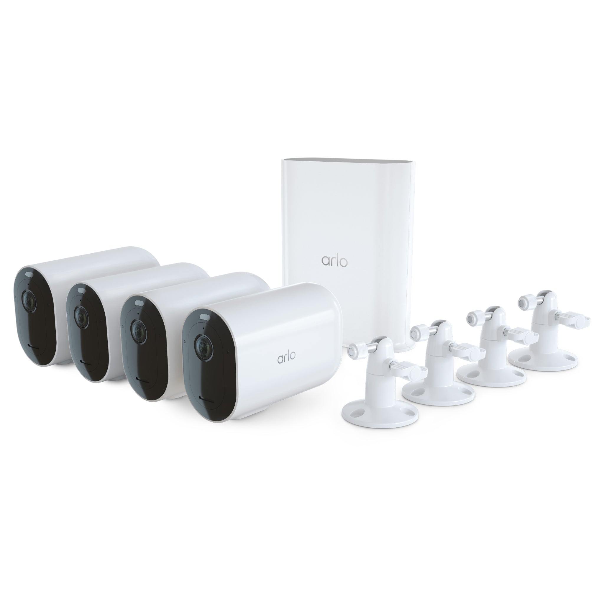 Arlo VMS4452P-100NAR Pro 4 Bundle Includes 4 Cameras with XL Battery and Housing, 4 Security Mounts and SmartHub - Certified Refurbished
