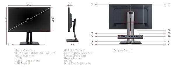 ViewSonic 27" Premium 1440p Advanced Ergonomics IPS Monitor