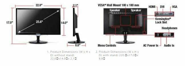 ViewSonic VX2452MH 24" Full HD Widescreen Monitor - Certified Refurbished