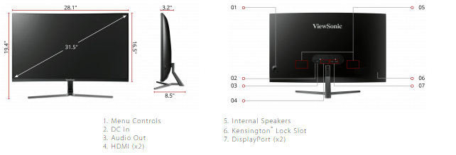 ViewSonic 32" 1440p Curved 144Hz Gaming Monitor Certified Refurbished