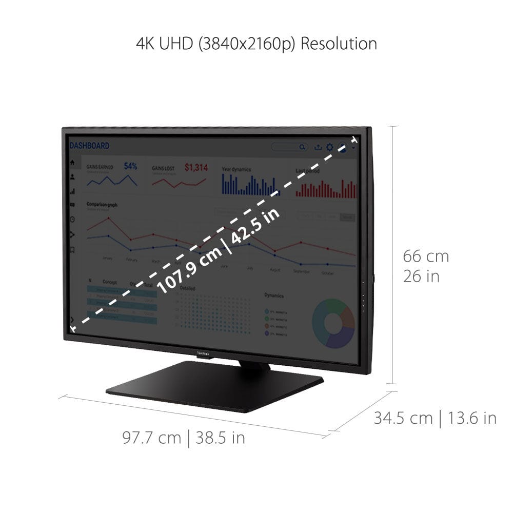 ViewSonic 43" Ultra HD MVA 4K Monitor - Certified Refurbished