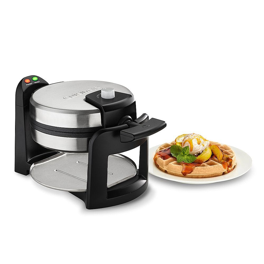 Cuisinart Round Flip Belgian Waffle Maker, Black/Silver - Certified Refurbished