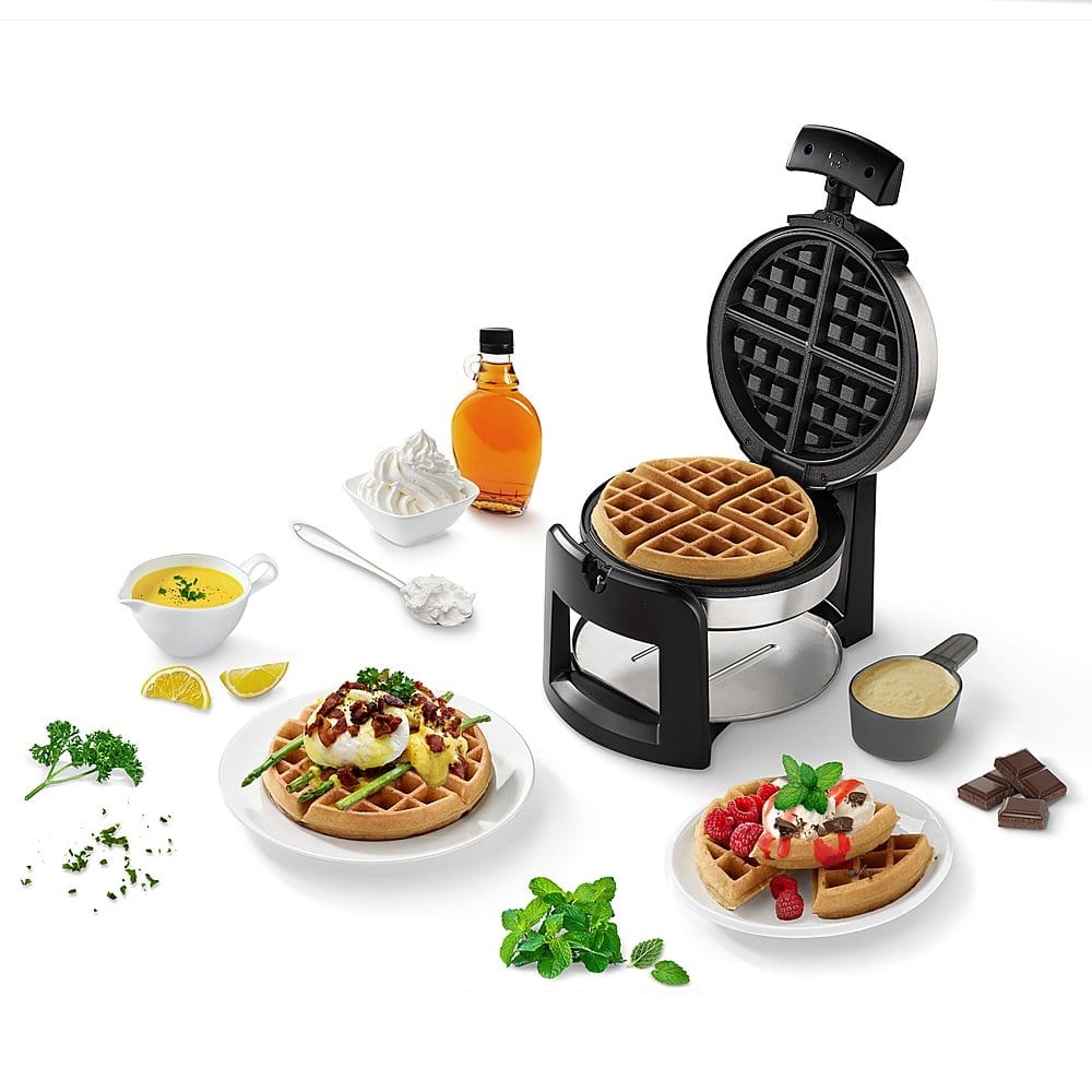 Cuisinart Round Flip Belgian Waffle Maker, Black/Silver - Certified Refurbished