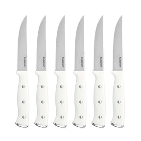 Cuisinart 6pc White Triple Rivet Steak Knife Set, White