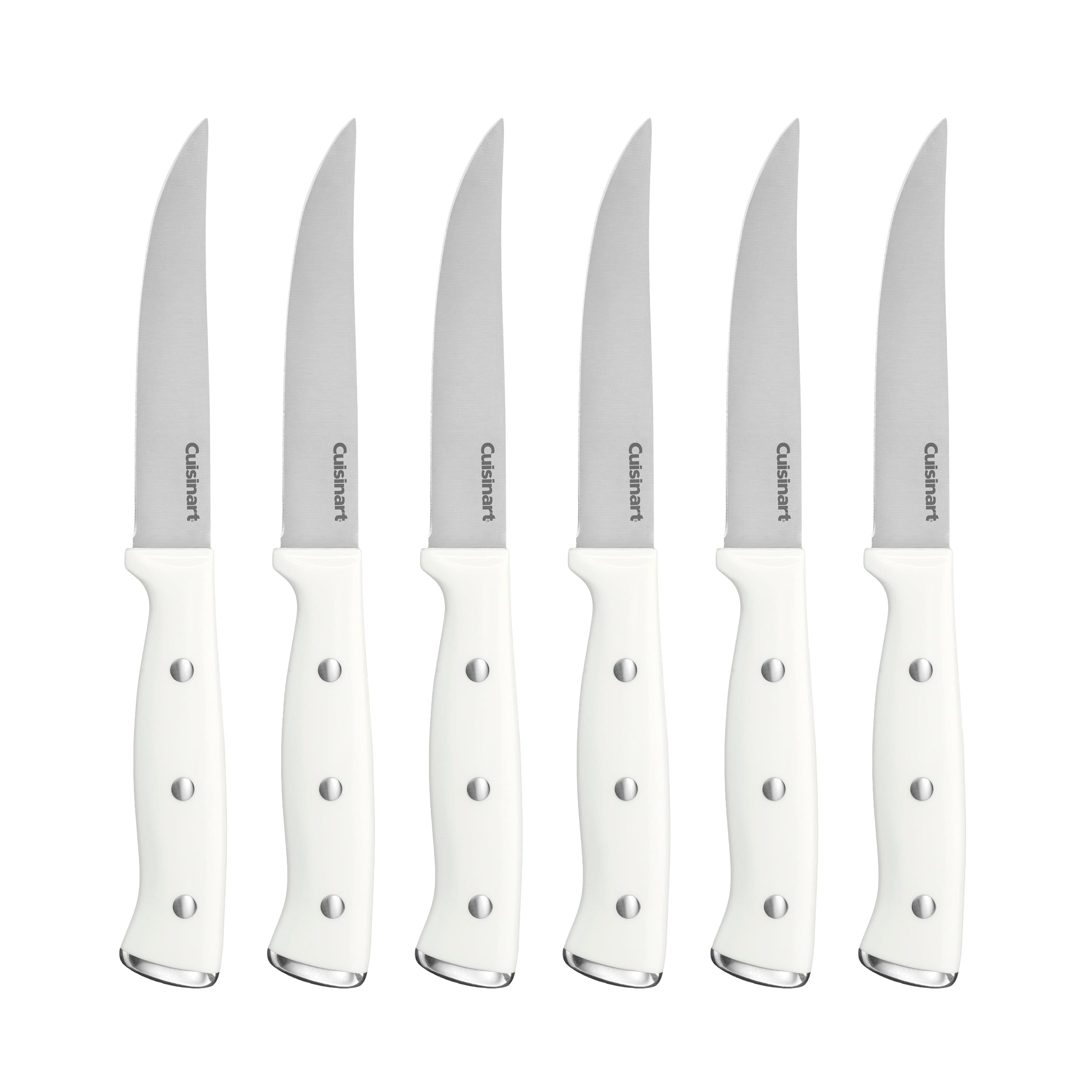 Cuisinart 6pc White Triple Rivet Steak Knife Set, White