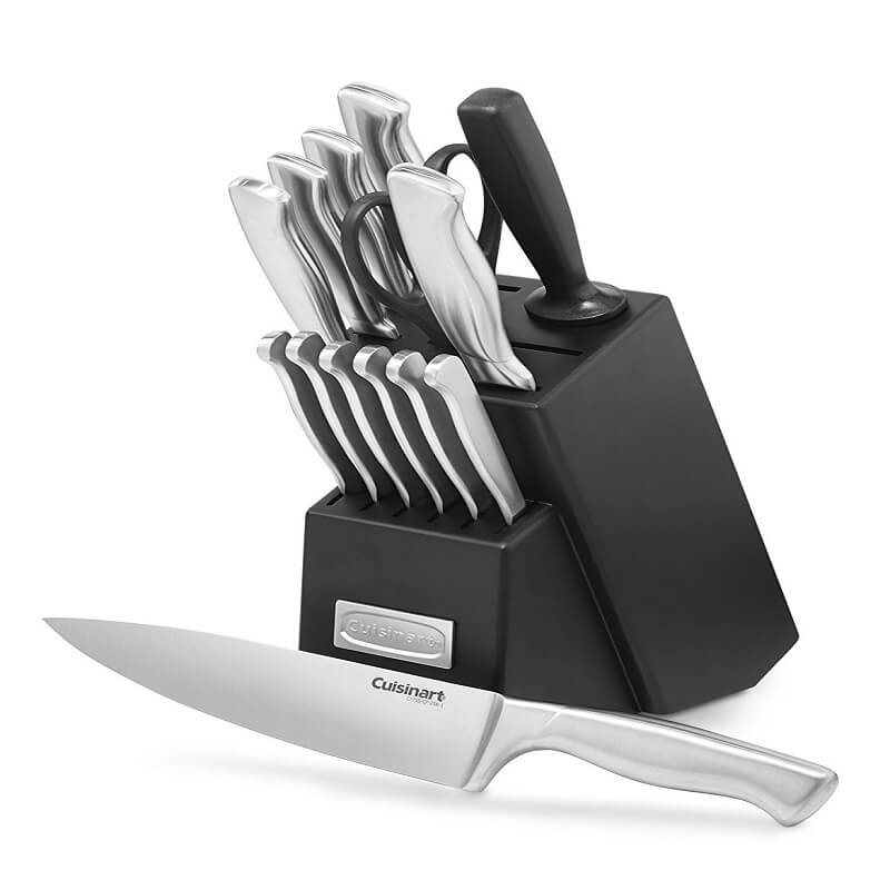 Cuisinart Stainless Steel Hollow Handle 15 Piece Knife Block Set, Silver
