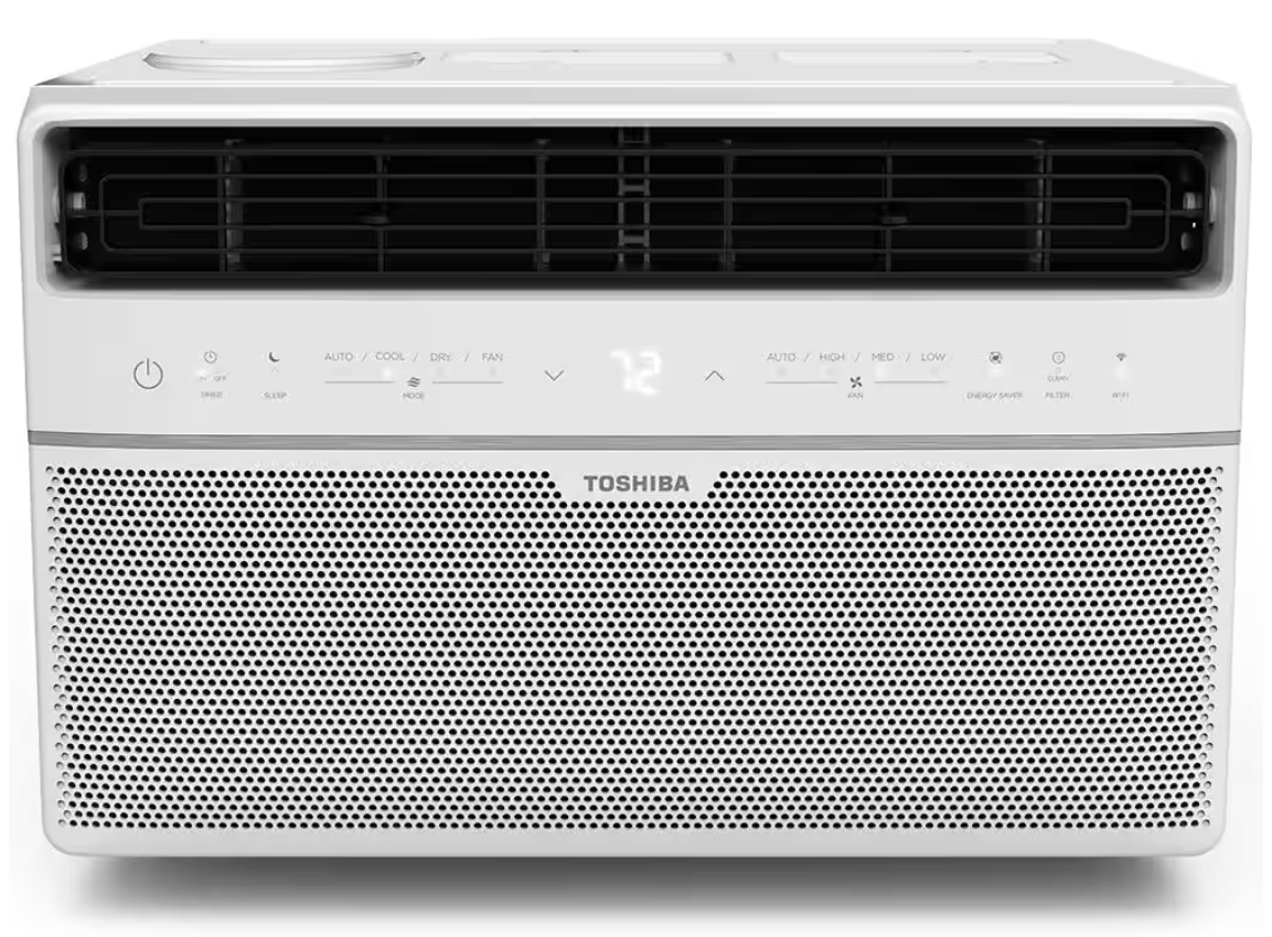 Toshiba 8000 BTU 115V Smart Wi-Fi Window Air Conditioner with Touch Control & Remote for up to 350 sq. ft., White - Certified Refurbished