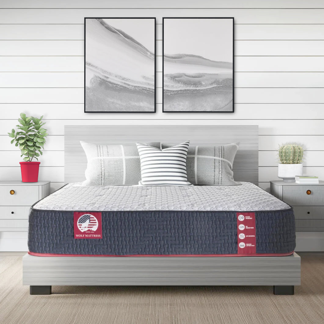 Wolf Mattress Full 11-Inch Luna Memory Foam Hybrid Mattress, Plush Comfort, Medium Firm, Cool Touch, Anti-Microbial w/ Pocketed Coil System