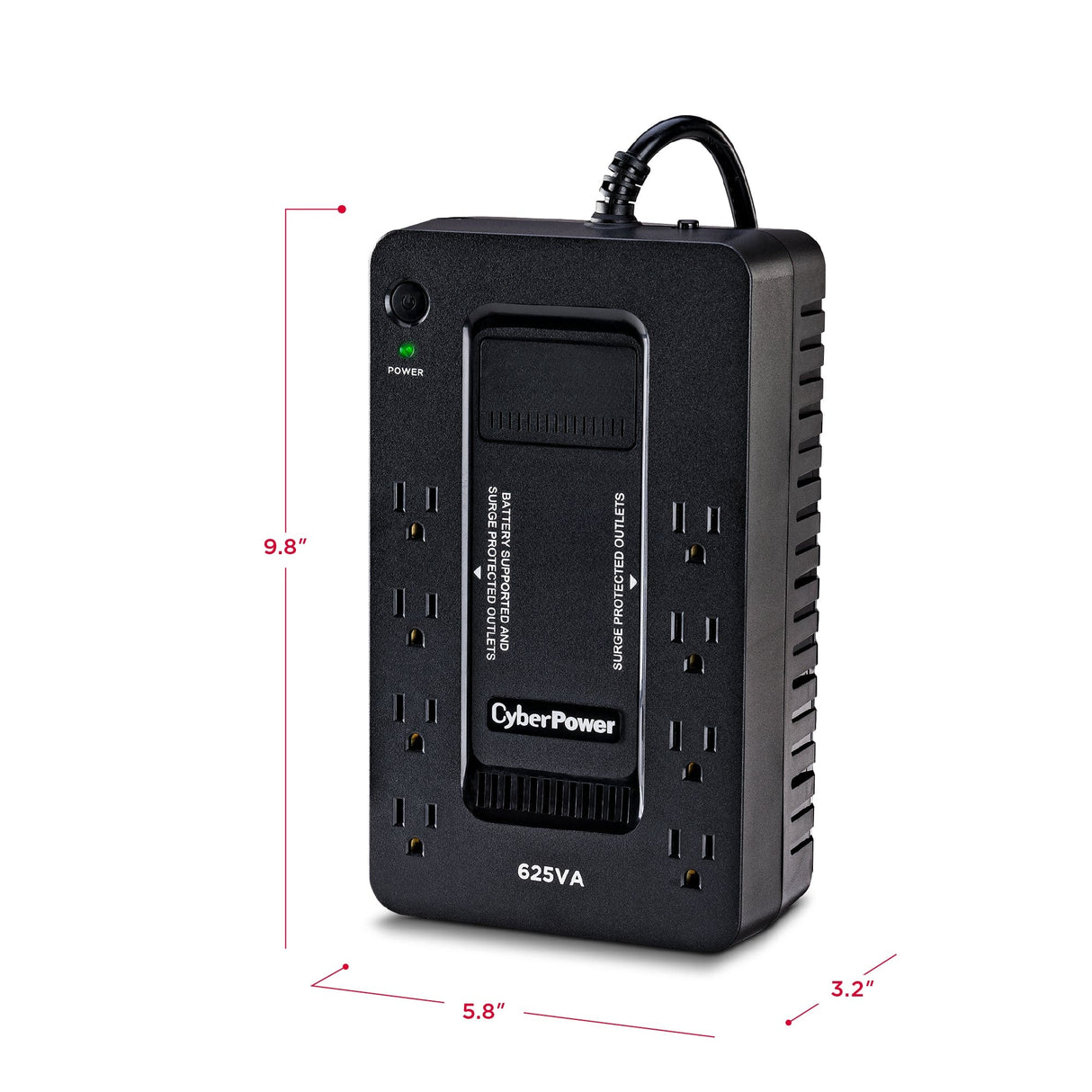 CyberPower XC625 625VA/375W 8-Outlet UPS, New Battery - Certified Refurbished