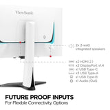 ViewSonic 27" 1440p 240Hz OLED Ergonomic White Gaming Monitor - Certified Refurbished