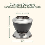 Cuisinart 7.5” Cleanburn Smokeless Table Top Fire Pit, Silver & Black