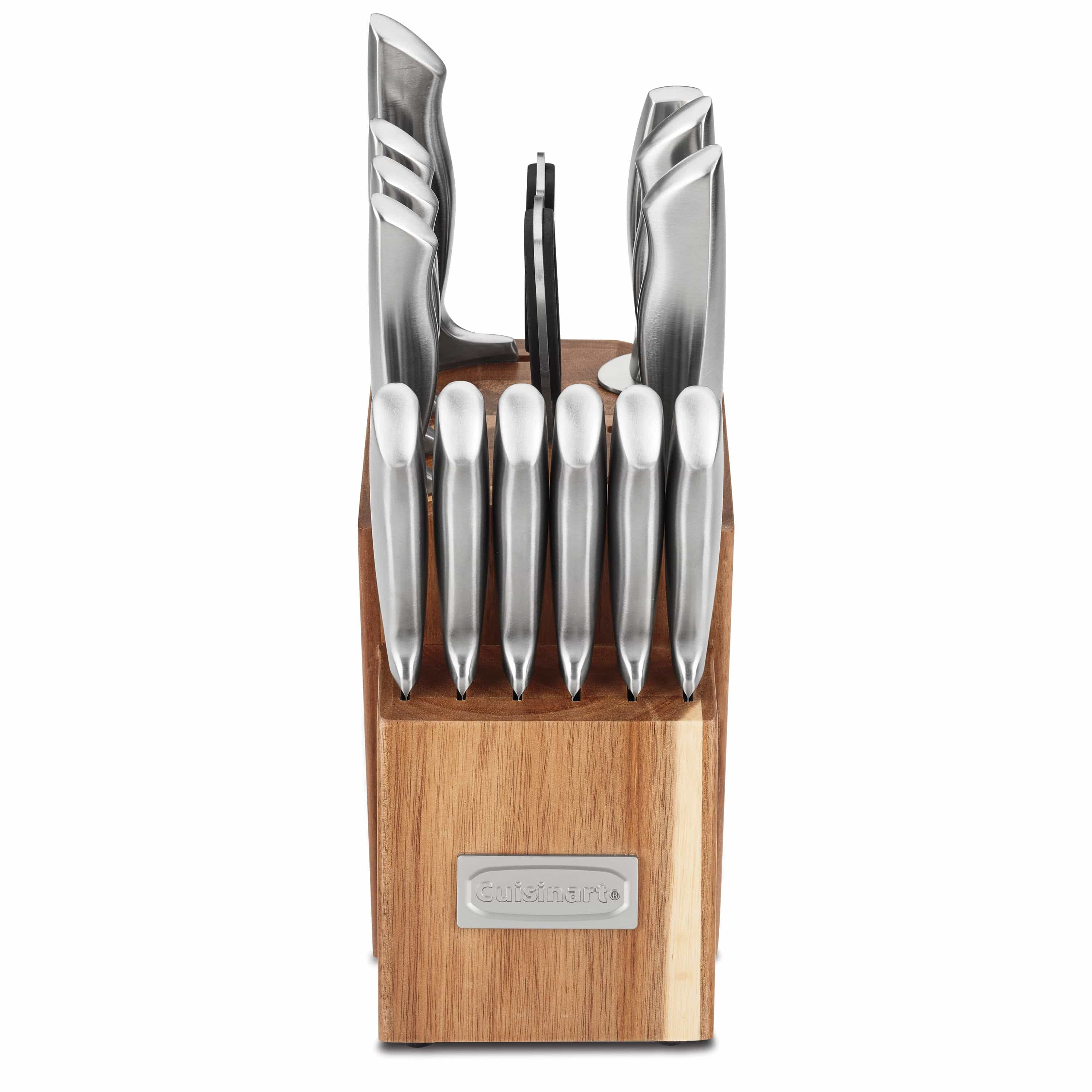 Cuisinart 15pc Elite Series Stainless Steel Block Set with Acacia Block, Silver