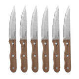 Cuisinart 6 Piece Triple Rivet Walnut Steak Knife Set, Wood