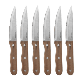Cuisinart 6 Piece Triple Rivet Walnut Steak Knife Set, Wood
