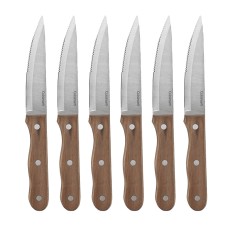 Cuisinart 6 Piece Triple Rivet Walnut Steak Knife Set, Wood